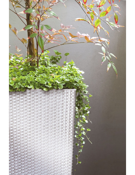 Donica wysoka z fakturą rattanową z wkładem - antracytowa Ratio