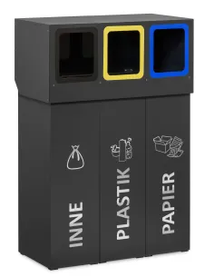Kosz do segregacji DENEB 3×70 L z pokrywą – zewnętrzny