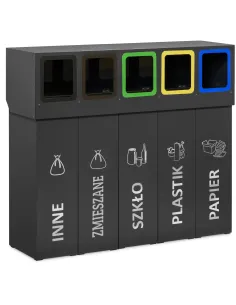 Kosz do segregacji DENEB 5×70 L z pokrywą – zewnętrzny