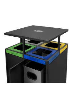 Kosz do segregacji odpadów zewnętrzny kwadratowy 4 komory 2