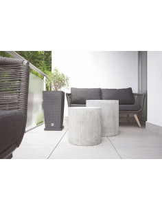 Donica wysoka z fakturą rattanową z wkładem - antracytowa Ratio 2