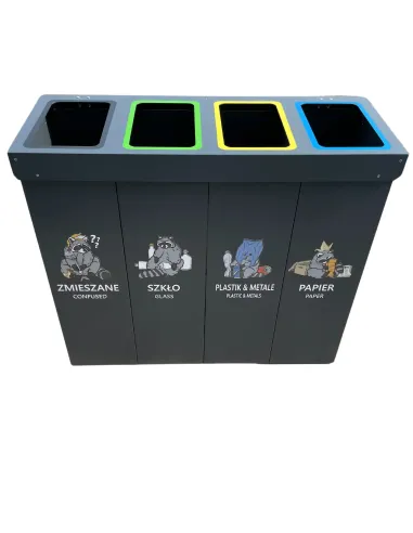 Kosz do segregacji DENEB 4x70L z pokrywą – modułowy