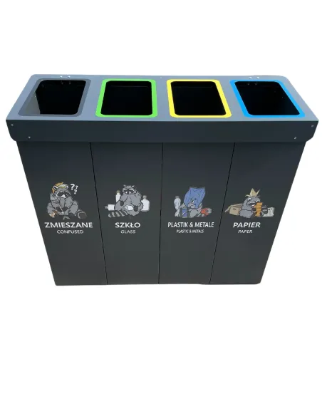 Kosz do segregacji DENEB 4x70L z pokrywą – modułowy