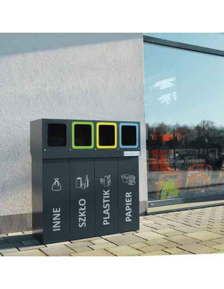 Kosz do segregacji DENEB 5×70 L z pokrywą – zewnętrzny