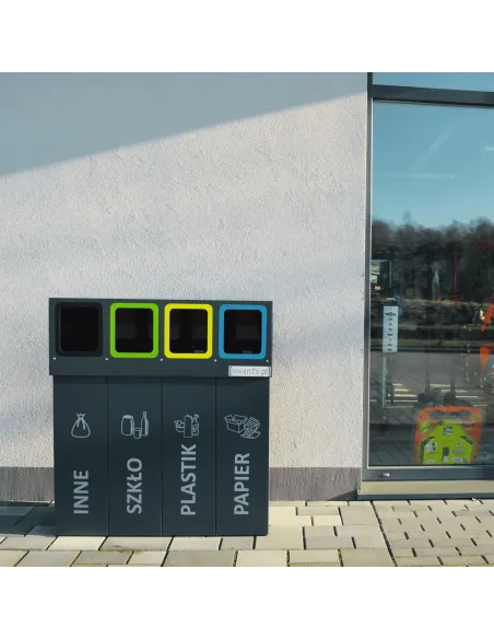 Kosz do segregacji DENEB 5×70 L z pokrywą – zewnętrzny