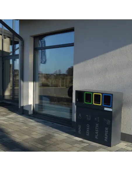 Kosz do segregacji DENEB 4×70 L z pokrywą – zewnętrzny