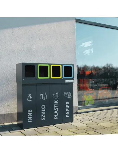 Kosz do segregacji DENEB 4×70 L z pokrywą – zewnętrzny