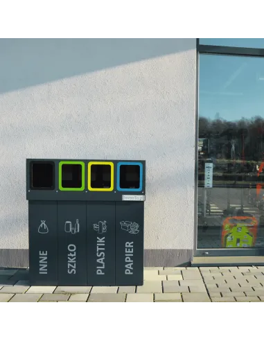 Kosz do segregacji DENEB 4×70 L z pokrywą – zewnętrzny