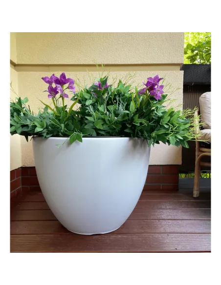 Donica duża mrozoodporna okrągła Hera 57 cm - biała