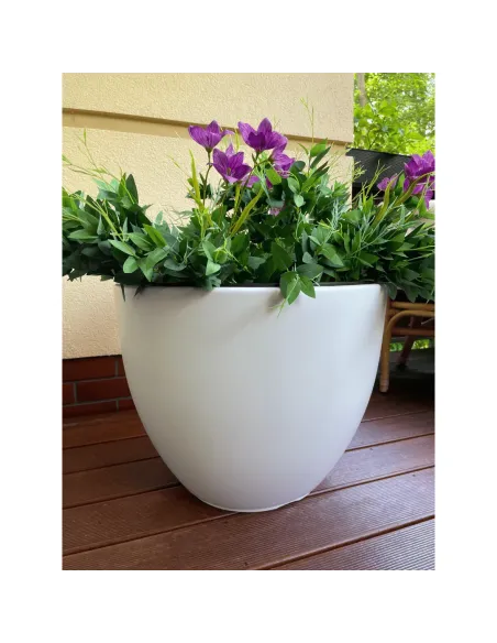 Donica duża mrozoodporna okrągła Hera 57 cm - biała