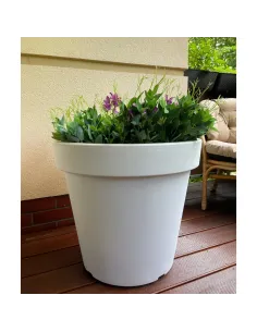 Duża okrągła donica 60 cm 55L - biała 2