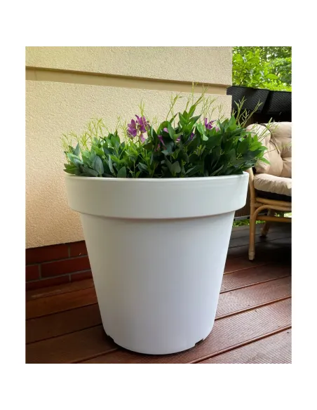 Duża okrągła donica 60 cm 55L - biała
