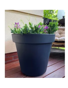 Duża okrągła donica 60 cm 55L - antracytowa 2