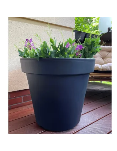 Duża okrągła donica 60 cm 55L - antracytowa
