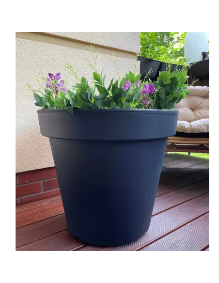 Duża okrągła donica 60 cm 55L - antracytowa
