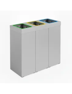 Kosz do segregacji DENEB 3x70L srebrny szczotkowany z pokrywą – modułowy 2