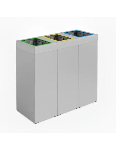 Kosz do segregacji DENEB 3x70L srebrny szczotkowany z pokrywą – modułowy