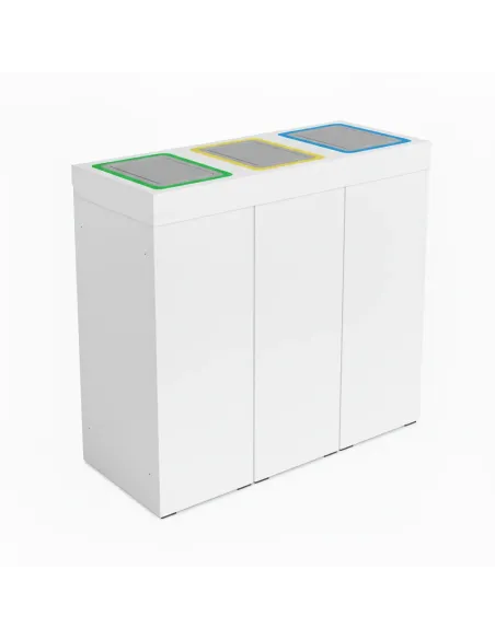Kosz do segregacji DENEB 3x70L biały z klapkami inox – modułowy
