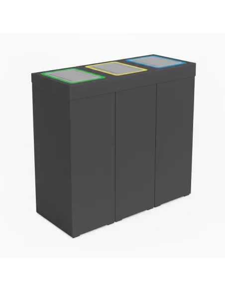 Kosz do segregacji DENEB 3x70L antracytowy z klapkami inox – modułowy