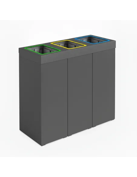 Kosz do segregacji DENEB 3x70L antracytowy z pokrywą – modułowy