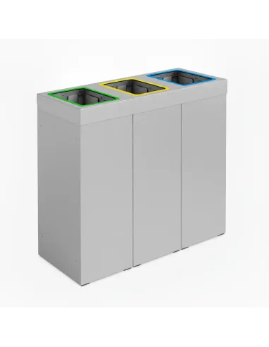 Kosz do segregacji DENEB 3x50L srebrny szczotkowany z pokrywą – modułowy