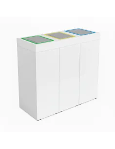 Kosz do segregacji DENEB 3x50L biały z klapkami inox – modułowy 2