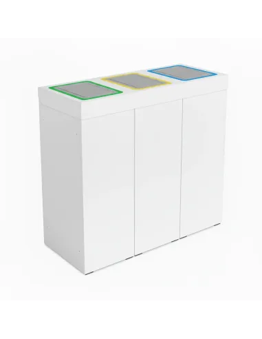 Kosz do segregacji DENEB 3x50L biały z klapkami inox – modułowy