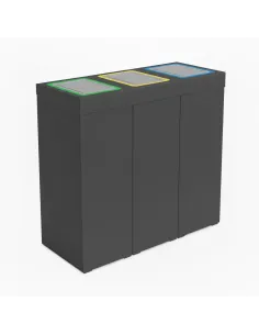 Kosz do segregacji DENEB 3x50L antracytowy z klapkami inox – modułowy