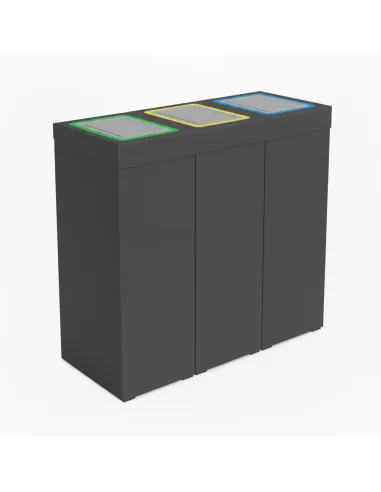 Kosz do segregacji DENEB 3x50L antracytowy z klapkami inox – modułowy