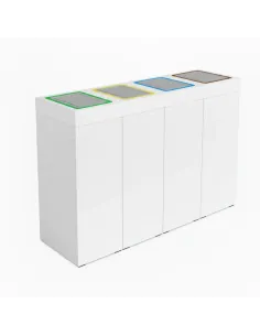 Kosz do segregacji DENEB 4x70L biały z klapkami inox – modułowy 2