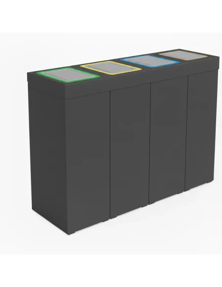 Kosz do segregacji DENEB 4x70L antracytowy z klapkami inox – modułowy