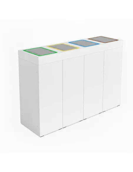 Kosz do segregacji DENEB 4x60L biały z klapkami inox – modułowy
