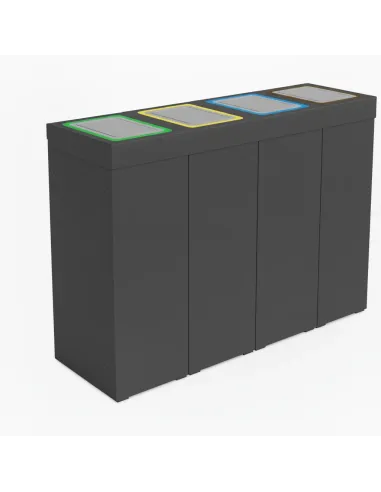 Kosz do segregacji DENEB 4x60L antracytowy z klapkami inox – modułowy