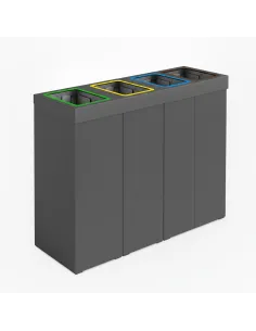 Kosz do segregacji DENEB 4x60L antracytowy z pokrywą – modułowy