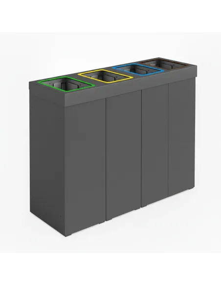 Kosz do segregacji DENEB 4x60L antracytowy z pokrywą – modułowy