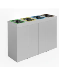 Kosz do segregacji DENEB 4x50L srebrny szczotkowany z pokrywą – modułowy 2