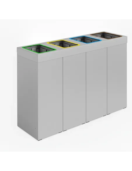 Kosz do segregacji DENEB 4x50L srebrny szczotkowany z pokrywą – modułowy