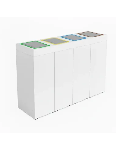 Kosz do segregacji DENEB 4x50L biały z klapkami inox – modułowy
