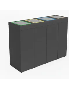 Kosz do segregacji DENEB 4x50L antracytowy z klapkami inox – modułowy