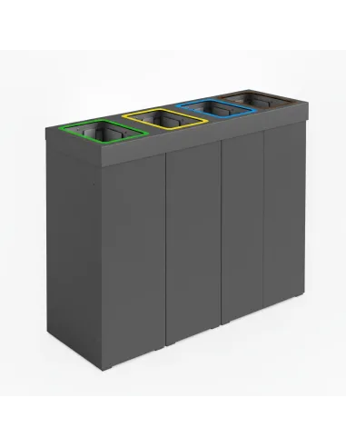 Kosz do segregacji DENEB 4x50L antracytowy z pokrywą – modułowy