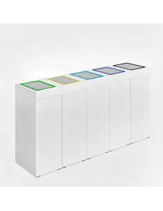 Kosz do segregacji DENEB 5x70L biały z klapkami inox – modułowy 2