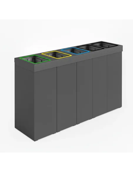 Kosz do segregacji DENEB 5x70L antracytowy z pokrywą – modułowy