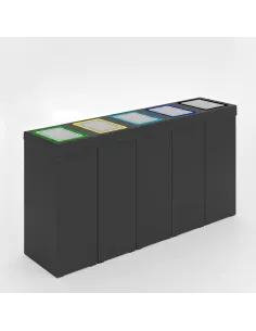 Kosz do segregacji DENEB 5x60L antracytowy z klapkami inox – modułowy