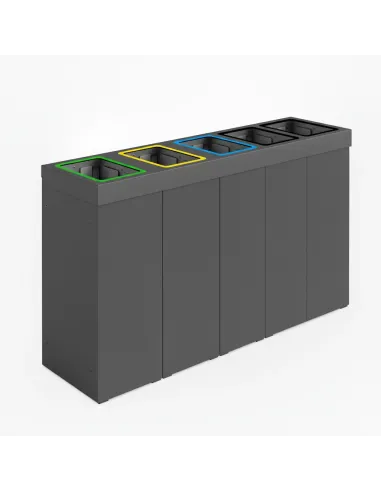 Kosz do segregacji DENEB 5x50L antracytowy z pokrywą – modułowy
