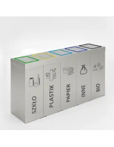 Kosz do segregacji DENEB 5x50L srebrny szczotkowany z klapkami inox – modułowy