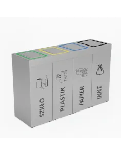 Kosz do segregacji DENEB 4x70L srebrny szczotkowany z klapkami inox – modułowy