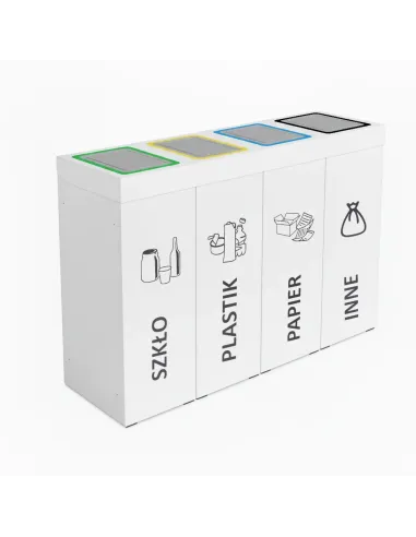 Kosz do segregacji DENEB 4x70L biały z klapkami inox – modułowy