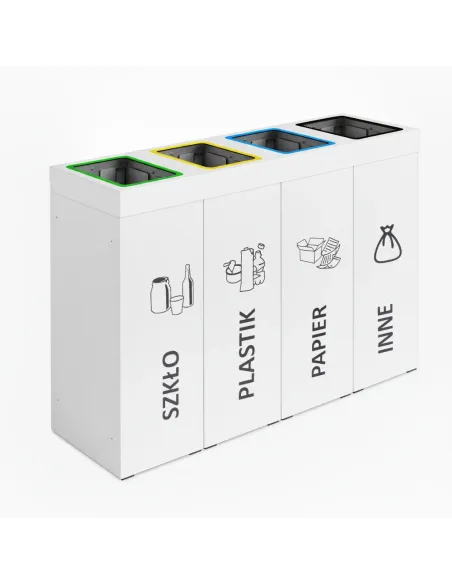 Kosz do segregacji DENEB 4x60L biały z pokrywą – modułowy