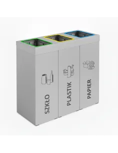 Kosz do segregacji DENEB 3x70L srebrny szczotkowany z pokrywą – modułowy