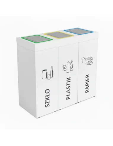 Kosz do segregacji DENEB 3x70L biały z klapkami inox – modułowy